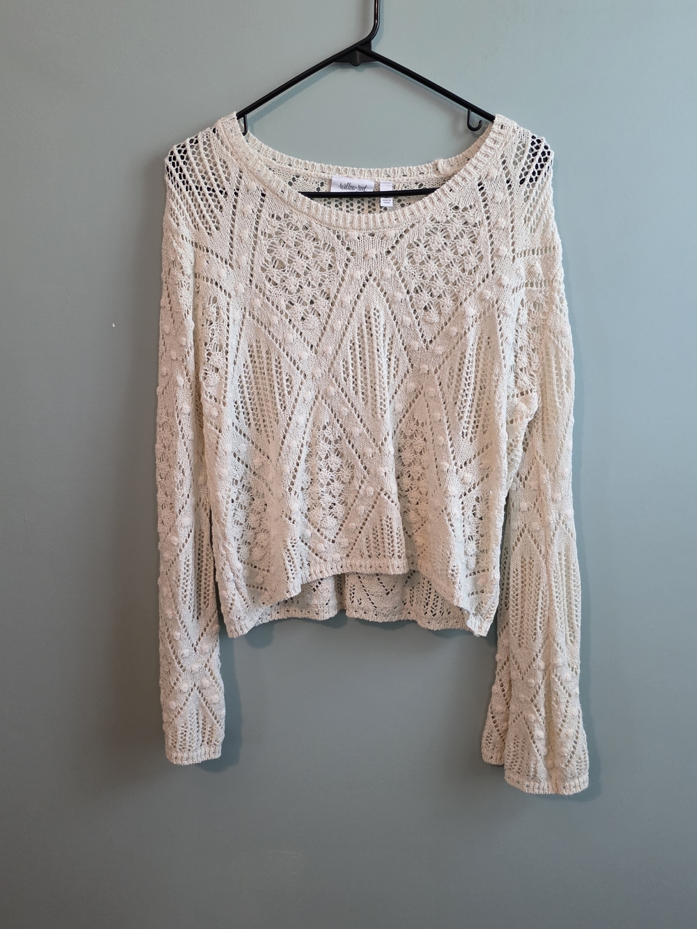 Willow Cream Open-Knit Crewneck Sweater